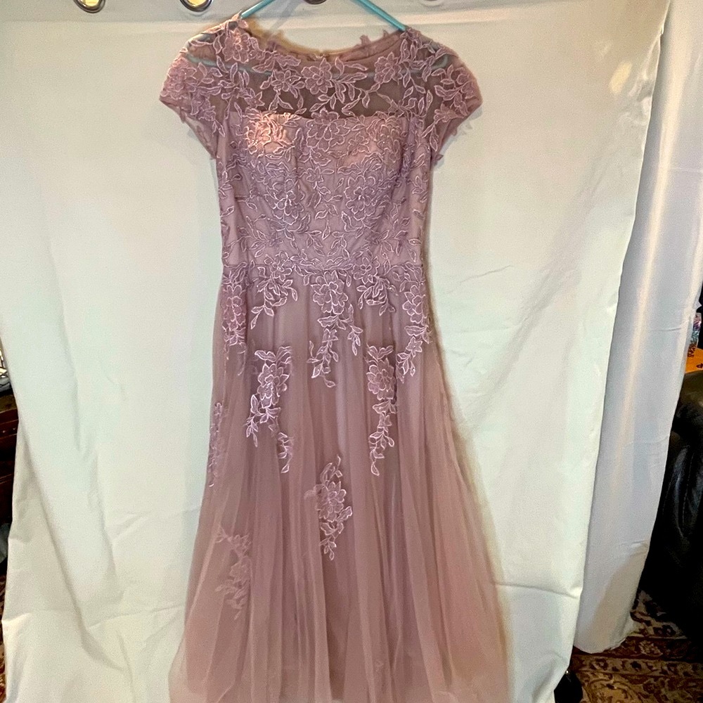 La Femme 6 Petite Dusty Rose/Pink/Blush Black Tie A-Line; Fully Lined; Worn 1x